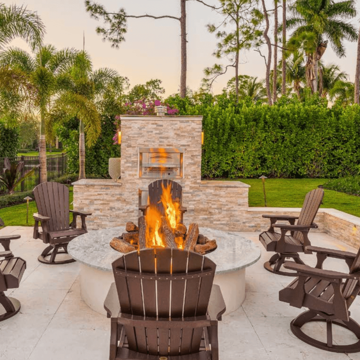 Silver Alabaster Shadowstone Panels Outdoor Fireplace Patio