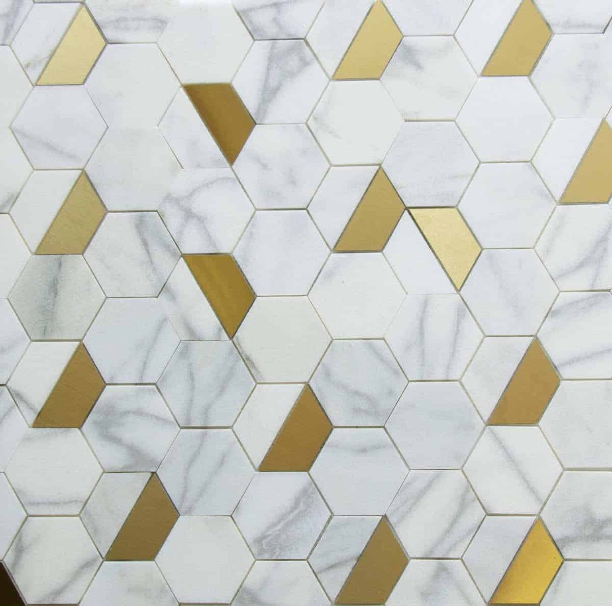 brass and marble hex tile - Realstone Systems