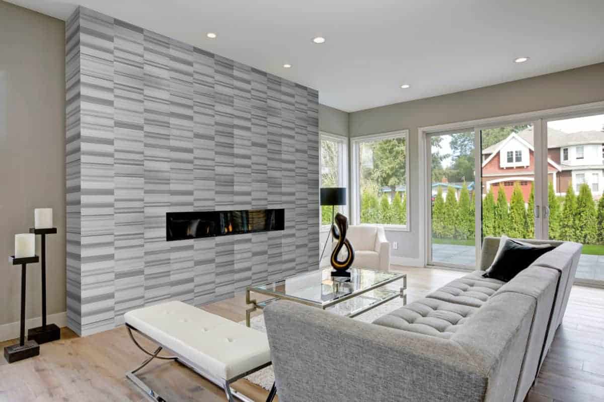 C-chain Subway tile fireplace