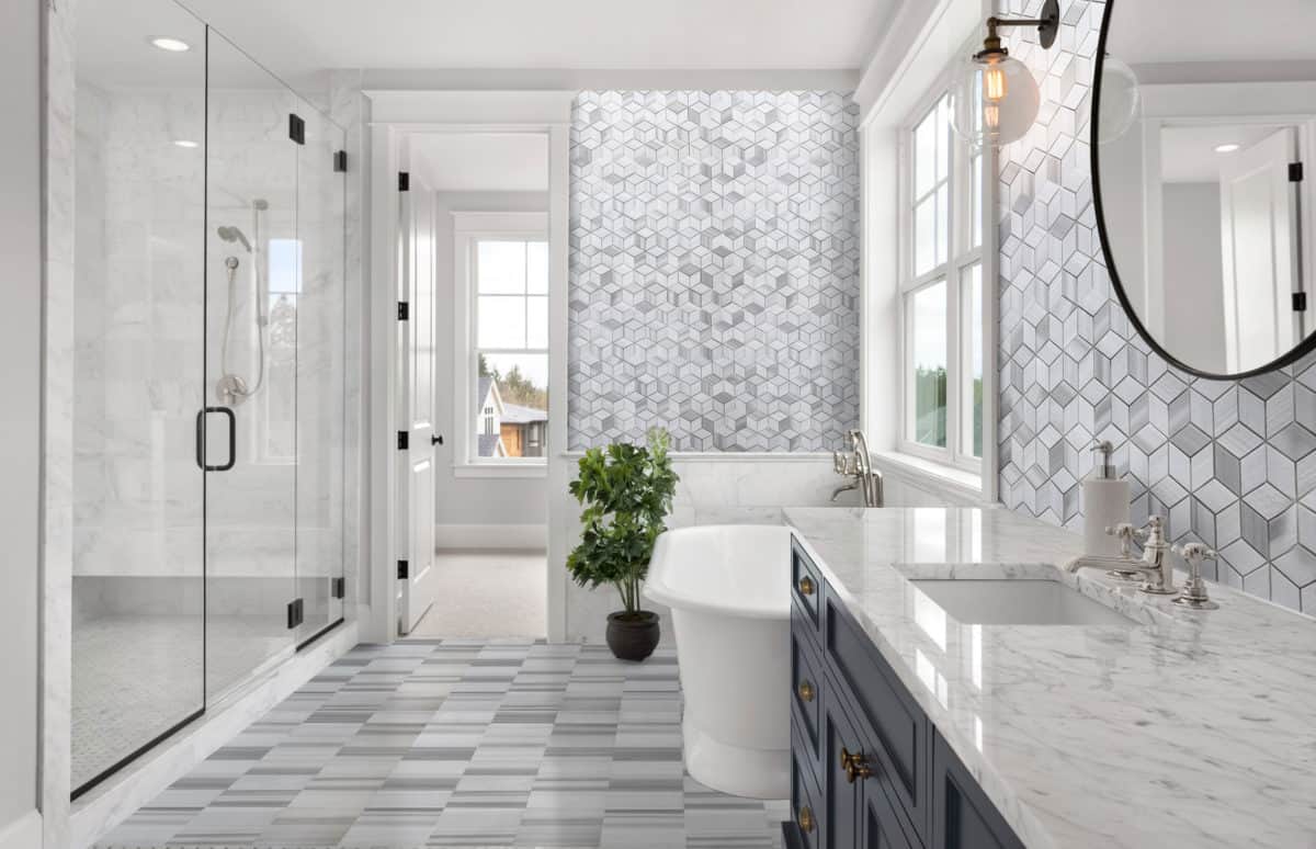 Diamond Bath back splash and floor