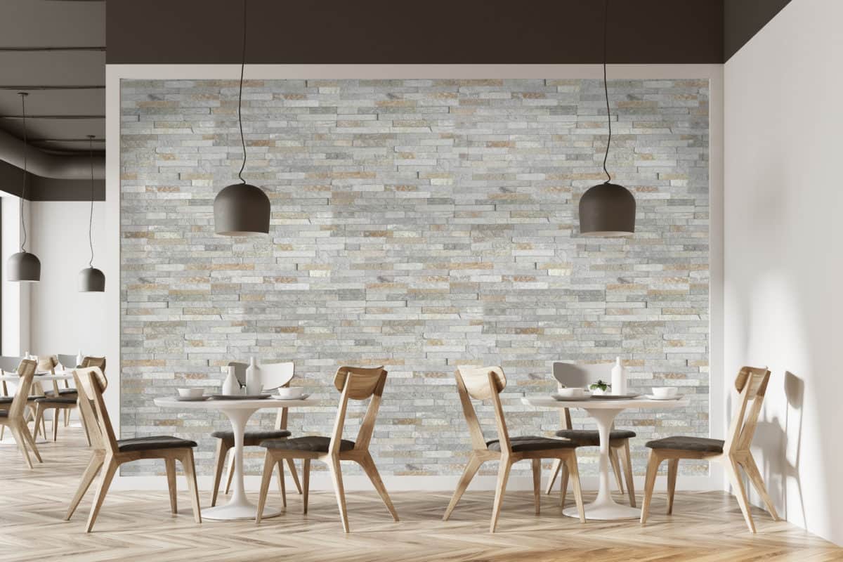 Sierra Sand Shadowstone natural stone veneer restaurant accent wall