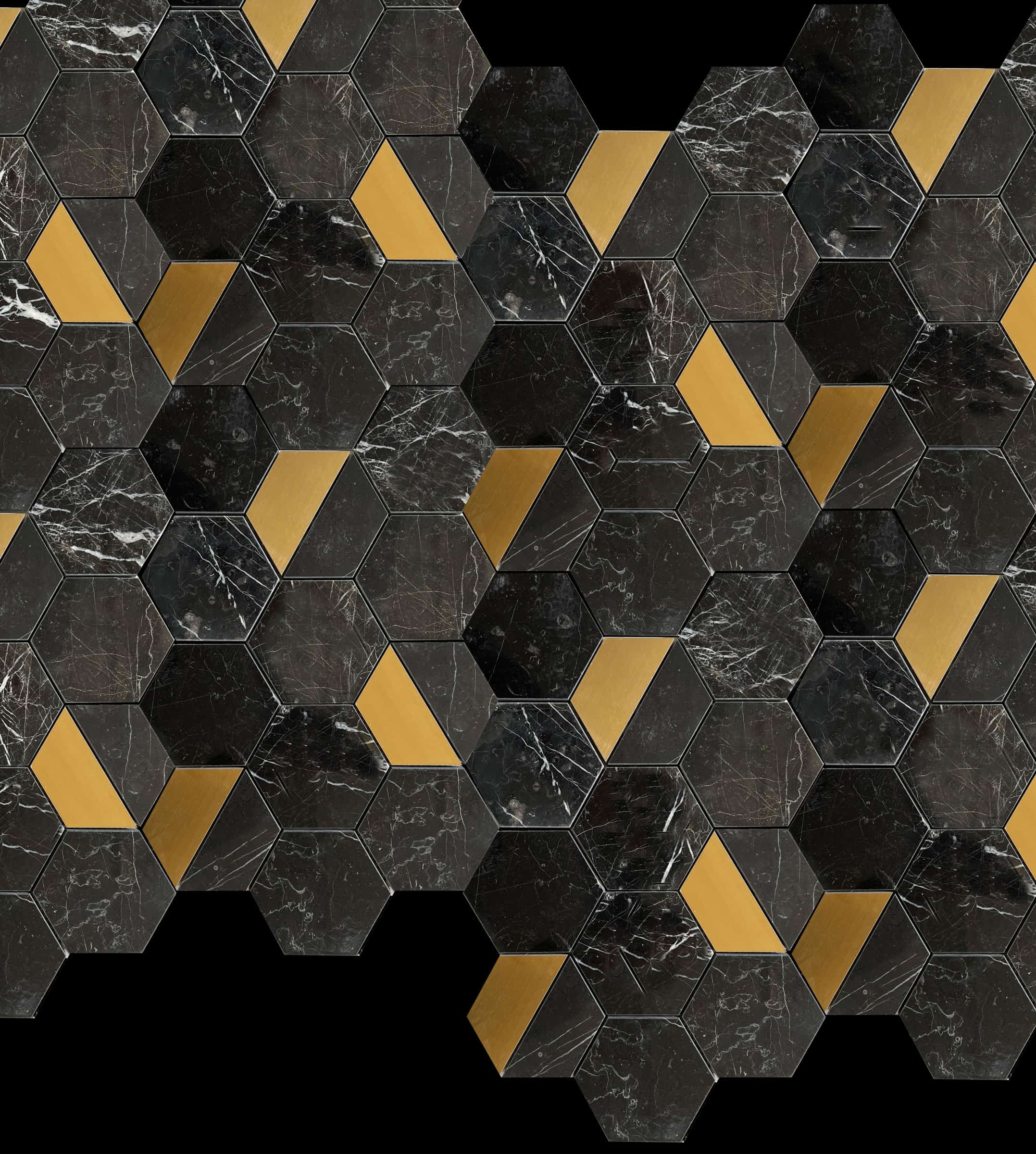 Fairmont Brass Black Hex marble Mosaic