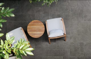 Bluestone porcelain pavers on a patio