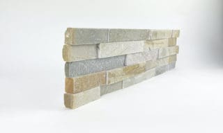Realstone Sierra Shadow natural stone veneer panel with finished end used for fireplaces and stone exterior