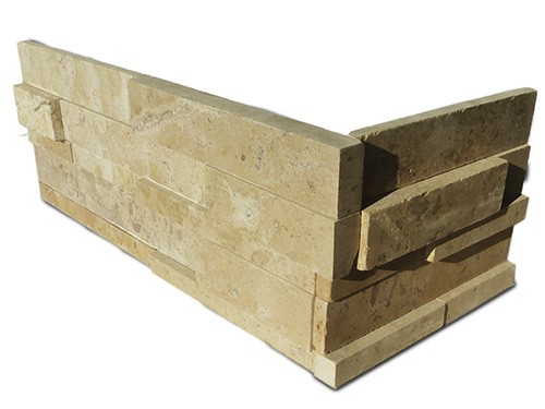 pale yellow limestone natural stone veneer pre-built corner