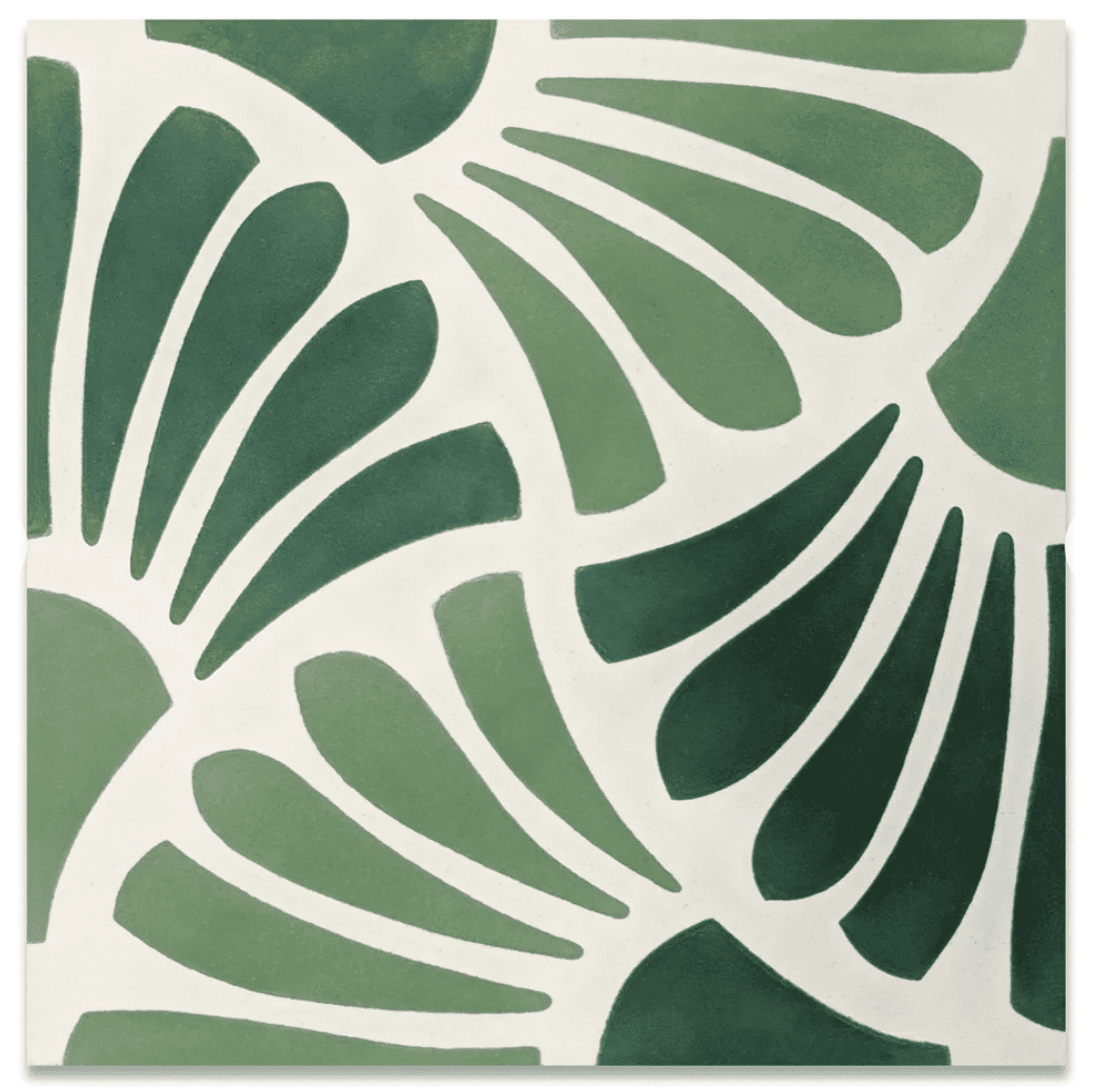 Flora Series | 8” x 8” Cement Tile green floral 8” x 8” Cement Tile
