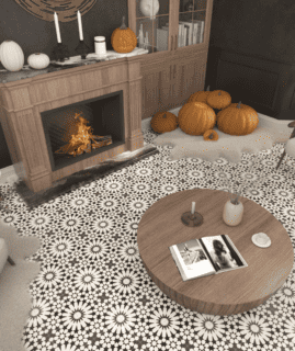 Marie Series | Geometric Design Handmade Cement Tiles black and white in living room design
