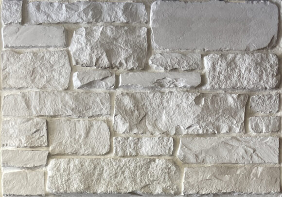 white chiseled faux stone