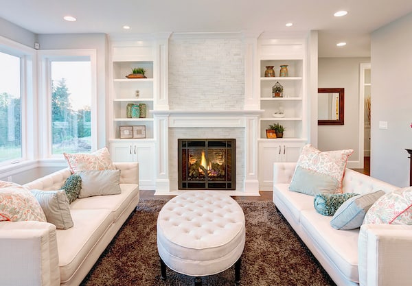 City Creme natural stone veneer fireplace W