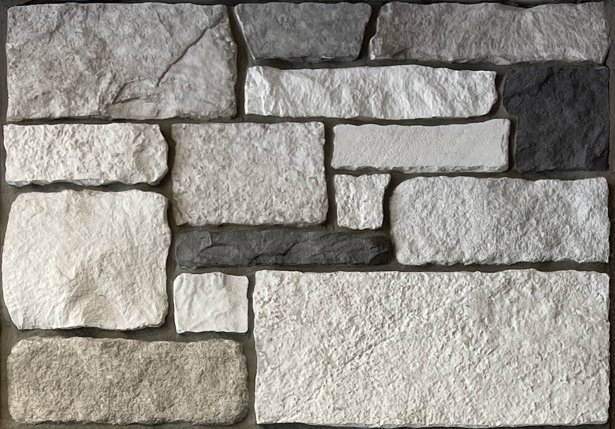 Harbor Charleston Cobble faux stone Realstone W warm tone gray faux stone cobble mix