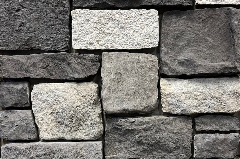 Old Castle Charleston Cobble Faux Stone W dark grey and light gray faux stone cobble mix