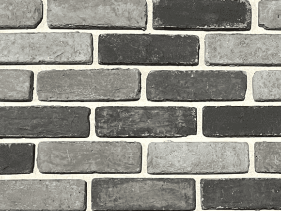 dark and light grey thin brick with white grout