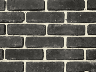 charcoal grey thin brick with white grout