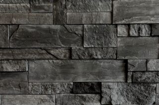 dark gray faux stone wall