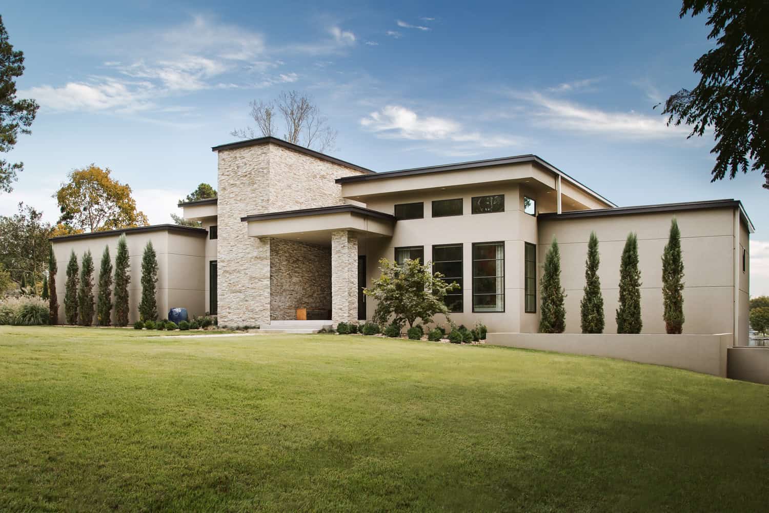 light beige colored stone contemporary design building