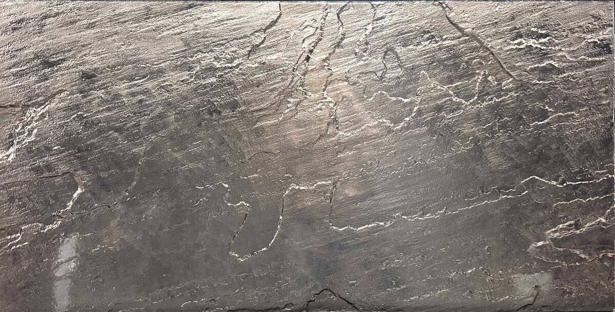 Realstone Tempered Ore large format tiles in a muted warm metallic tone with fantastic natural stone cleft