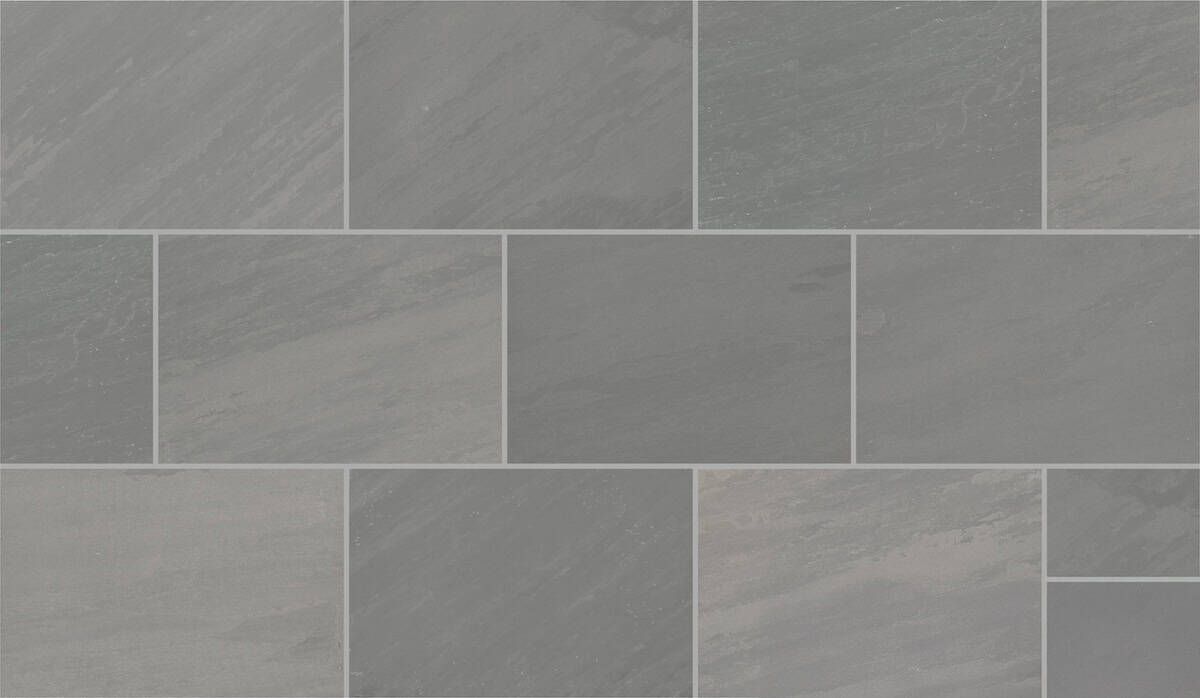 A variety of ranging gray colored outdoor porcelain pavers