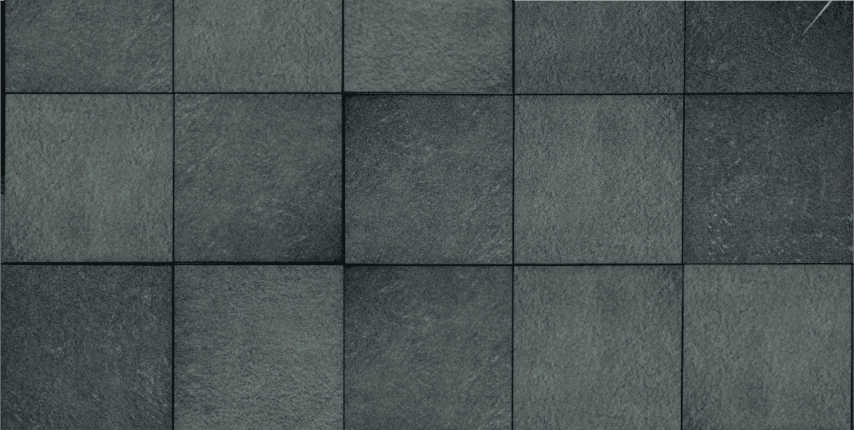 Dark, black outdoor porcelain pavers with some flare added to its surface