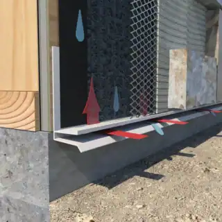 Visualization showing how the bottom veneer vents are implemented on an exterior facing wall