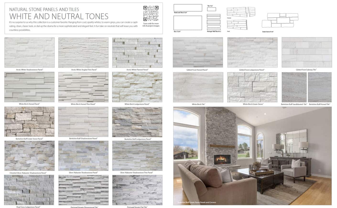 Limestone, quartzite, marble, slate, sandstone and granite natural stone samples for residential and commercial projects.